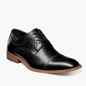 Stacy Adams Dickinson black leather tie cap toe Oxford shoe. Size 9.5.